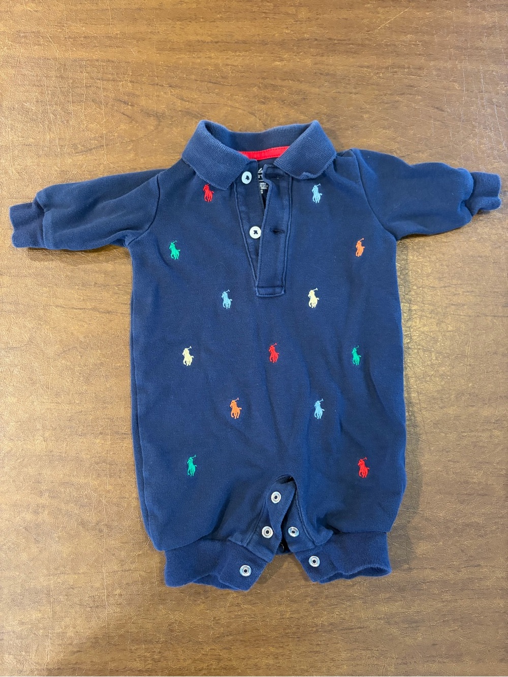 Polo by Ralph Lauren Navy One-Piece with Multicolor Pony Embroidery